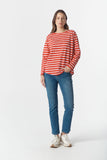 The Hero Stripe Raglan Tee White/Salsa