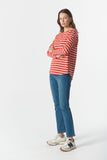 The Hero Stripe Raglan Tee White/Salsa