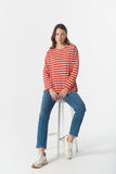 The Hero Stripe Raglan Tee White/Salsa