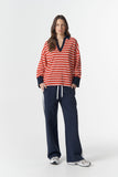 The Breezy Stripe Polo White/Salsa/Navy