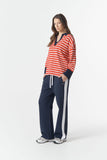 The Breezy Stripe Polo White/Salsa/Navy