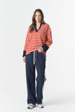 The Breezy Stripe Polo White/Salsa/Navy
