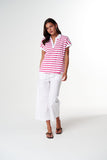 The Day Dream Polo White/ Carmine Rose Stripe