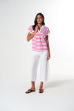 The Day Dream Polo White/ Carmine Rose Stripe