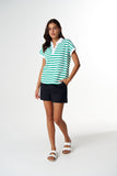 The Day Dream Polo White/ Mint Stripe