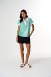 The Day Dream Polo White/ Mint Stripe