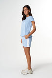 The Shaped Hem Tee - Skyride Blue