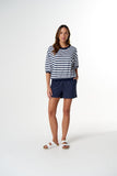 The Refresh 3/4 Sleeve Tee White/ Parisian Stripe
