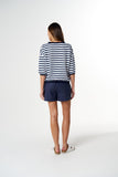 The Refresh 3/4 Sleeve Tee White/ Parisian Stripe