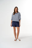 The Refresh 3/4 Sleeve Tee White/ Parisian Stripe