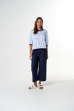 The Refresh 3/4 Sleeve Tee White/ Skyway Blue Stripe