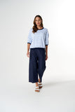 The Refresh 3/4 Sleeve Tee White/ Skyway Blue Stripe
