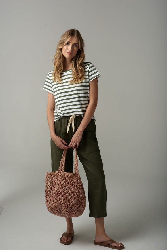 Stripe Basic Tee White/Fairway G