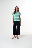 Straight Cut Basic Tee White/ Mint Stripe