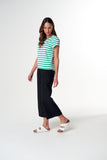 Straight Cut Basic Tee White/ Mint Stripe