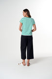 Straight Cut Basic Tee White/ Mint Stripe