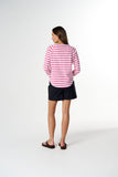 Repeat Offender 3/4 Sleeve Tee White/ Carmine Rose Stripe