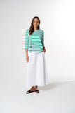 Repeat Offender 3/4 Sleeve Tee White/ Mint Stripe