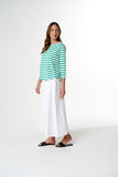 Repeat Offender 3/4 Sleeve Tee White/ Mint Stripe