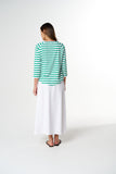 Repeat Offender 3/4 Sleeve Tee White/ Mint Stripe