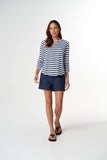 Repeat Offender 3/4 Sleeve Tee White/ Parisian Stripe