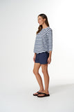 Repeat Offender 3/4 Sleeve Tee White/ Parisian Stripe