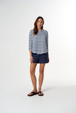 Repeat Offender 3/4 Sleeve Tee White/ Parisian Stripe