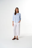 Repeat Offender 3/4 Sleeve Tee White/ Skyway Blue Stripe