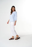 Repeat Offender 3/4 Sleeve Tee White/ Skyway Blue Stripe