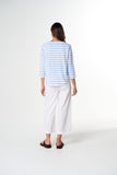 Repeat Offender 3/4 Sleeve Tee White/ Skyway Blue Stripe