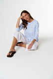 Repeat Offender 3/4 Sleeve Tee White/ Skyway Blue Stripe