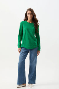 Shaped Hem Long Sleeve Tee Jolly Green