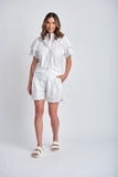 Shirt With Frill Embroided Sleeve White