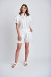 Shorts With Embroidered Hem White