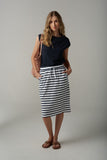 Stripe Draw String Skirt White/Parisian