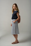 Stripe Draw String Skirt White/Parisian