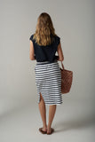 Stripe Draw String Skirt White/Parisian