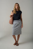 Stripe Draw String Skirt White/Parisian