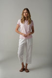 Linen Cropped Pant White