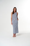 The Folk Maxi Skirt White/ Parisian Navy Stripe