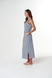 The Folk Maxi Skirt White/ Parisian Navy Stripe