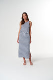 The Folk Maxi Skirt White/ Parisian Navy Stripe