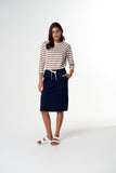 Folk Side Split Skirt Parisian Navy