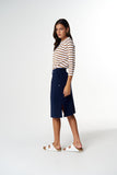 Folk Side Split Skirt Parisian Navy