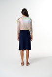 Folk Side Split Skirt Parisian Navy