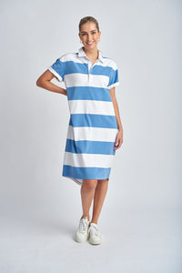 Stripe Rugby Dress Deep Blue/White