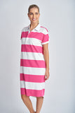 Stripe Rugby Dress White/Raspberry