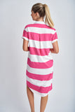 Stripe Rugby Dress White/Raspberry