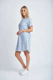 Stripe Raglan Sleeve Dress White/Deep Blue