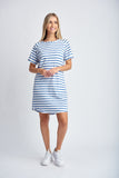 Stripe Raglan Sleeve Dress White/Deep Blue